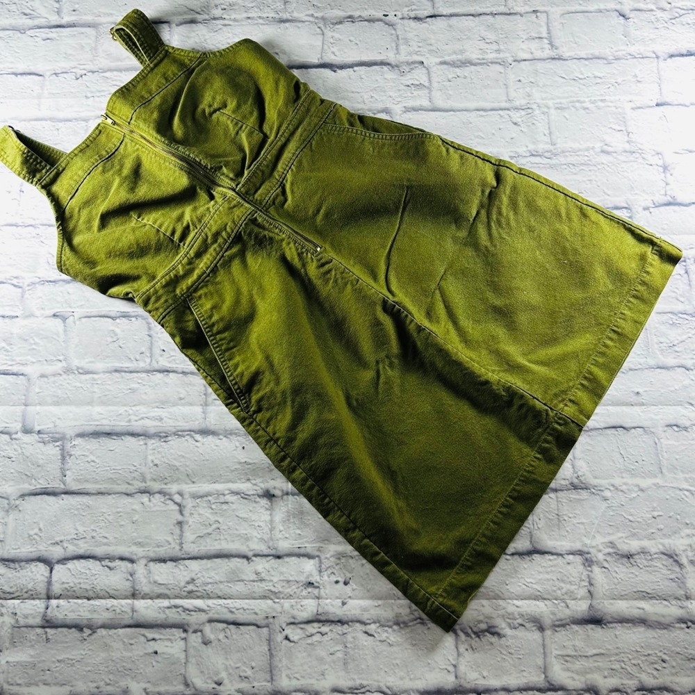 J.Crew Factory Womens Olive Green Bib Overall Dress Knee Length Size 4